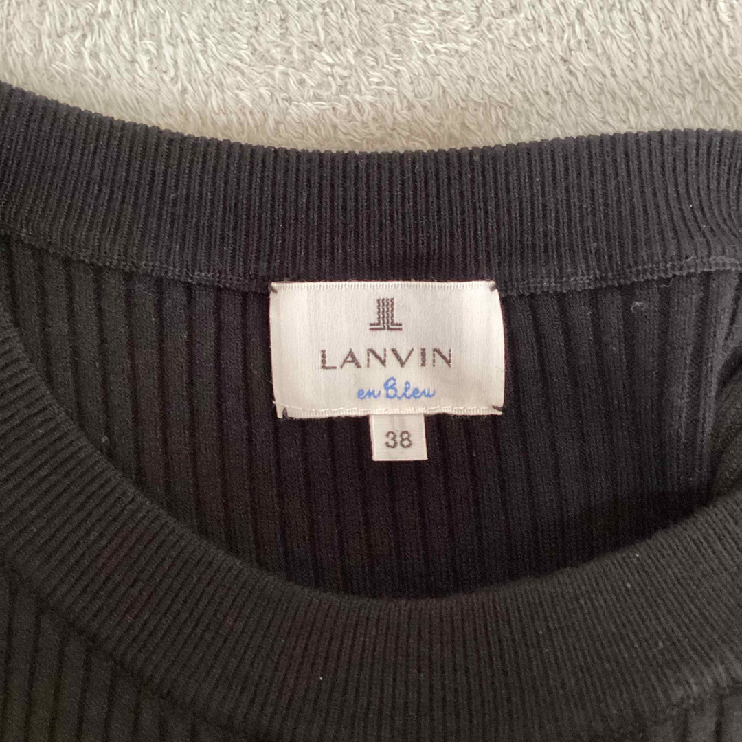 LANVIN en Bleu(ランバンオンブルー)の美品　ランバンオンブルー　ロングニットワンピース　ブラック レディースのワンピース(ロングワンピース/マキシワンピース)の商品写真