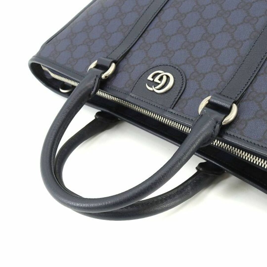 Gucci(グッチ)の未使用 展示品 グッチ GUCCI GGスプリーム ミディアム トート バッグ 2way ショルダー レザー ネイビー 763316 VLP 90218643 メンズのバッグ(トートバッグ)の商品写真