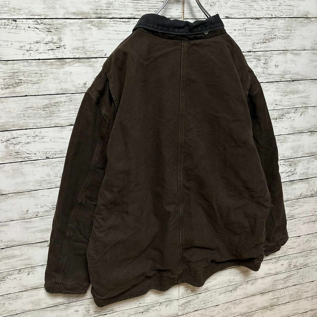 carhartt(カーハート)の1162【希少XLサイズ】カーハート☆革ロゴ　裏地ボア　ダックジャケット メンズのジャケット/アウター(ブルゾン)の商品写真