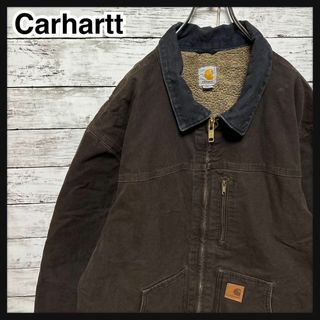 カーハート(carhartt)の1162【希少XLサイズ】カーハート☆革ロゴ　裏地ボア　ダックジャケット(ブルゾン)