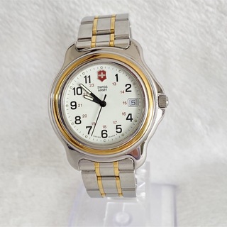 スイスミリタリー(SWISS MILITARY)のSWISS ARMY スイスアーミーQZ デイト 白文字盤 MGY メンズ腕時計(腕時計(アナログ))