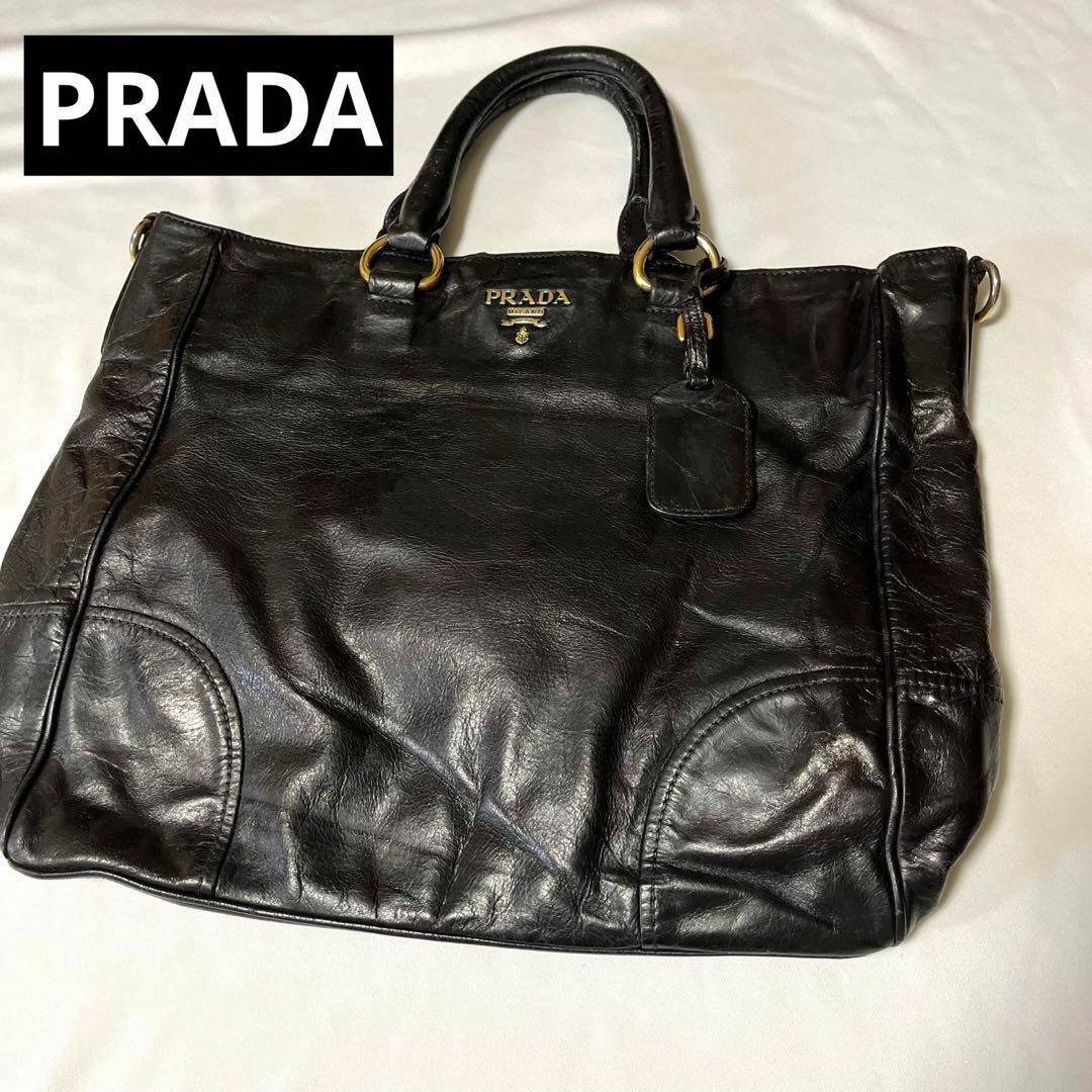 買取オンライン PRADA プラダ ハンドバッグ ブラック 黒レザー スレ