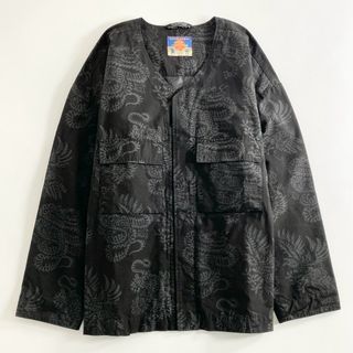 トライチ(寅壱)の44M5 《美品》 寅壱 × black means ブラックミーンズ × zepanese ゼパニーズ TZB鯉口シャツブルゾン L ブラック 220713H 虎 八咫烏 蛇 ジャケット(スカジャン)