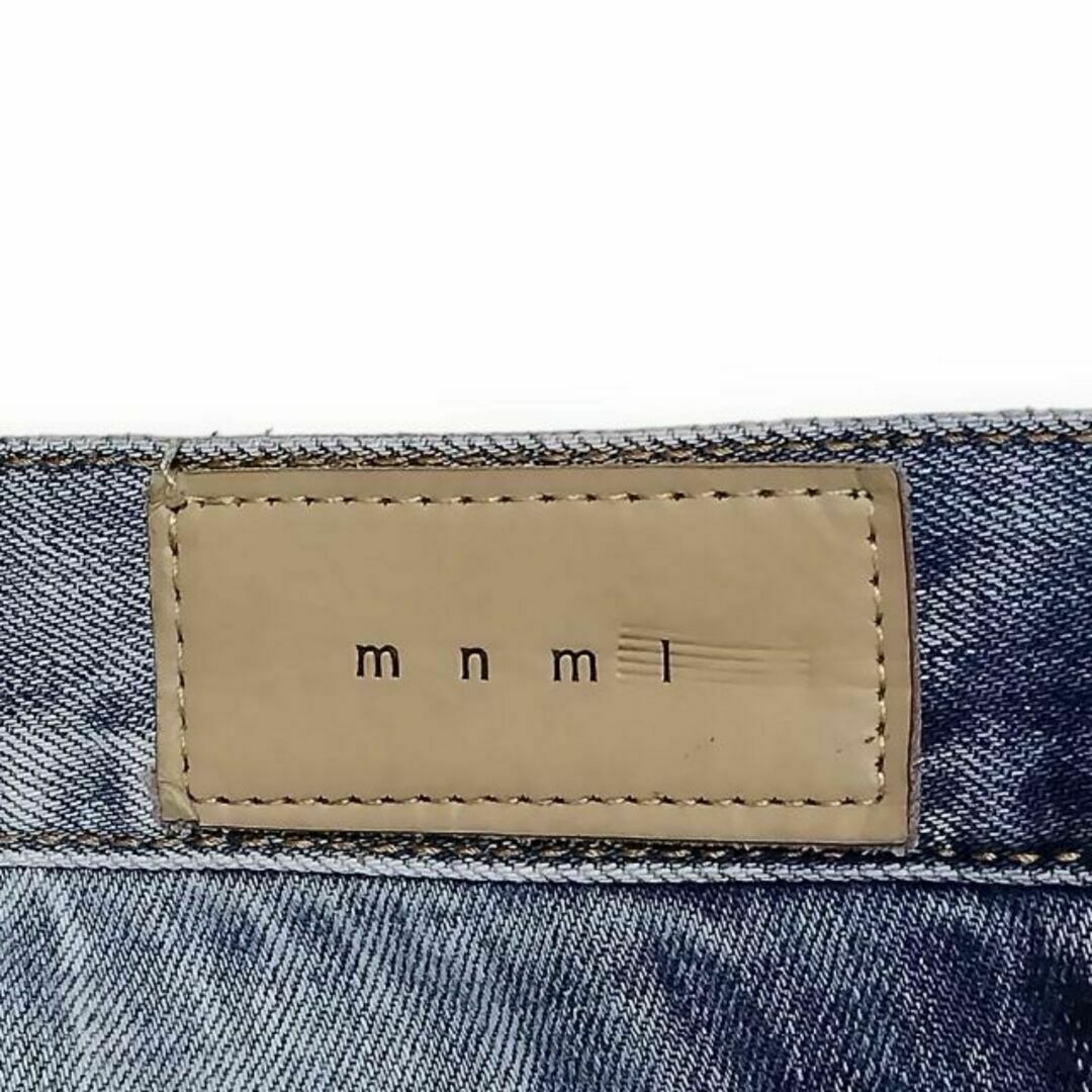 mnml(ミニマル)のmnml ミニマル クラッシュデニム 当て布 リペア加工 Ｗ38 ウエスト93 メンズのパンツ(デニム/ジーンズ)の商品写真