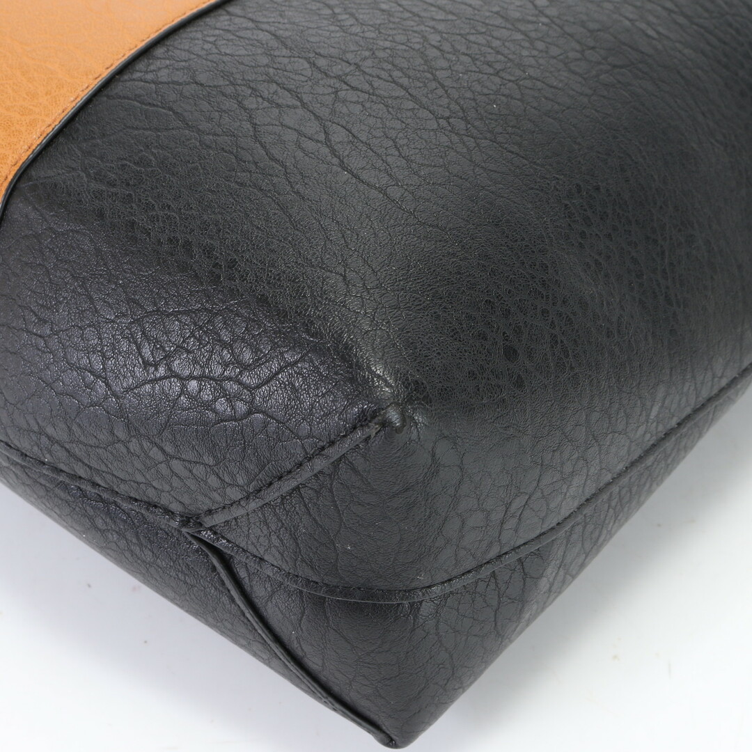 MCM(エムシーエム)の極美品 MCM エムシーエム ロゴ レザー トート バッグ ショルダー ビジネス 通勤 ブラック 黒 ブラウン 茶色 A4 メンズ EEM I8-1 メンズのバッグ(トートバッグ)の商品写真
