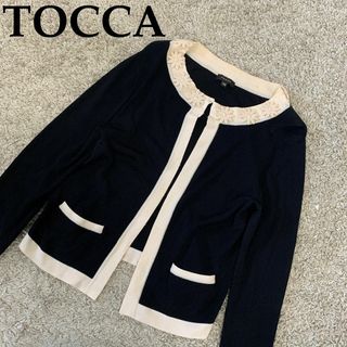 トッカ(TOCCA)のTOCCA トッカ カーディガン バイカラー ブラック XS(カーディガン)