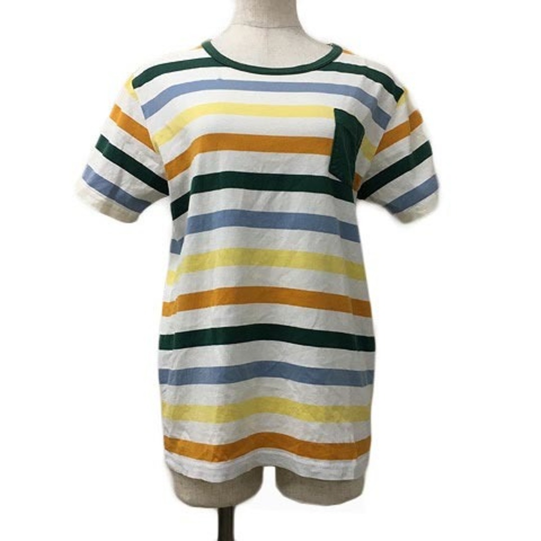 URBAN RESEARCH DOORS(アーバンリサーチドアーズ)のアーバンリサーチ ドアーズ Tシャツ カットソー ボーダー 半袖 38 白 緑 レディースのトップス(Tシャツ(半袖/袖なし))の商品写真