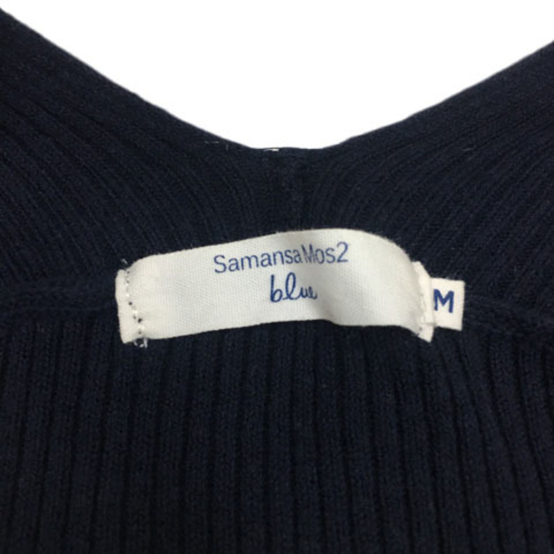 SM2(サマンサモスモス)のサマンサモスモス blue セーター ニット Vネック リブ 長袖 M 紺 白 レディースのトップス(ニット/セーター)の商品写真