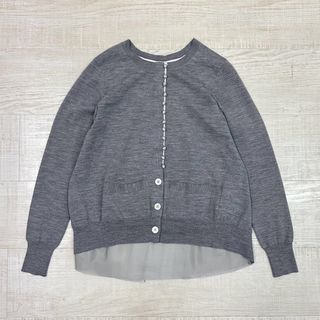 サカイ(sacai)のサカイ 異素材 ドッキング バックフレア カーディガン グレー 系 サイズ 2(カーディガン)