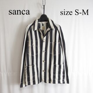 Sanca コットン カバーオール ストライプ ワーク ジャケット 1 トップス(カバーオール)