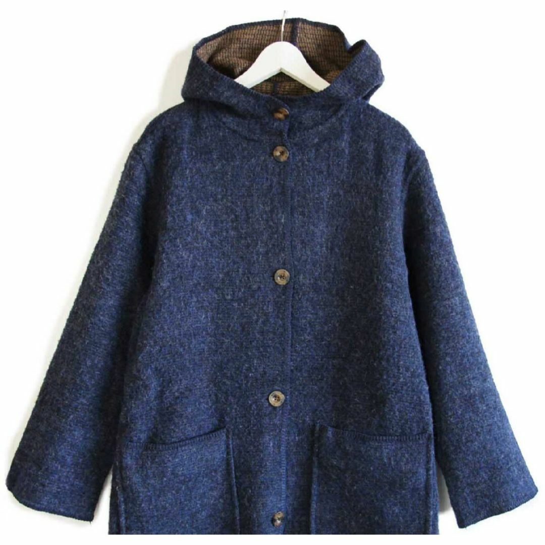 WOOLRICH(ウールリッチ)の00s WOOLRICH JOHN RICH AND BROS ウールリッチ 無地 リバーシブル ロング ウール ブランケット コート★オールド パーカー フード ラグ メンズのジャケット/アウター(その他)の商品写真