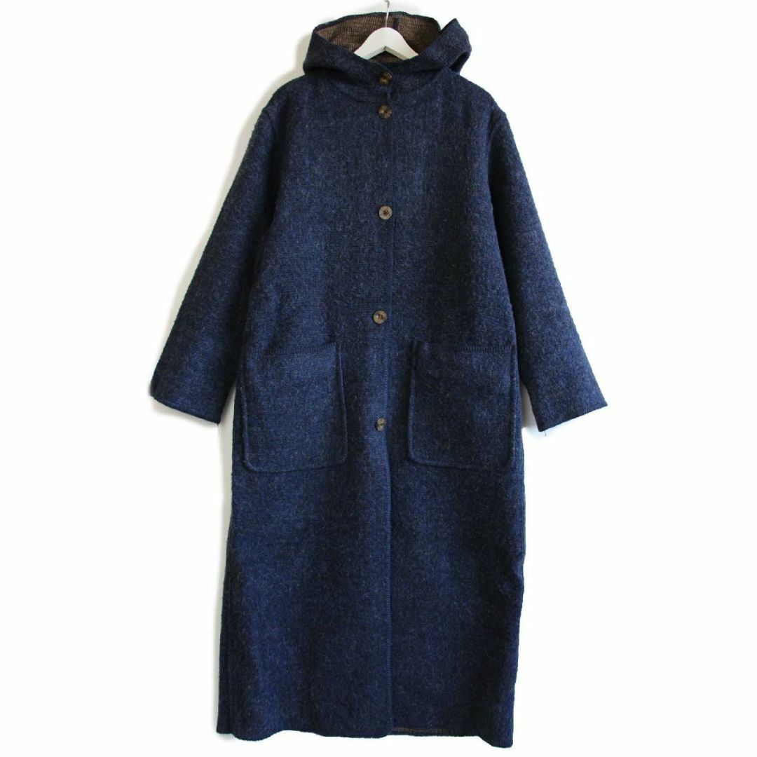 WOOLRICH(ウールリッチ)の00s WOOLRICH JOHN RICH AND BROS ウールリッチ 無地 リバーシブル ロング ウール ブランケット コート★オールド パーカー フード ラグ メンズのジャケット/アウター(その他)の商品写真