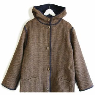 ウールリッチ(WOOLRICH)の00s WOOLRICH JOHN RICH AND BROS ウールリッチ 無地 リバーシブル ロング ウール ブランケット コート★オールド パーカー フード ラグ(その他)