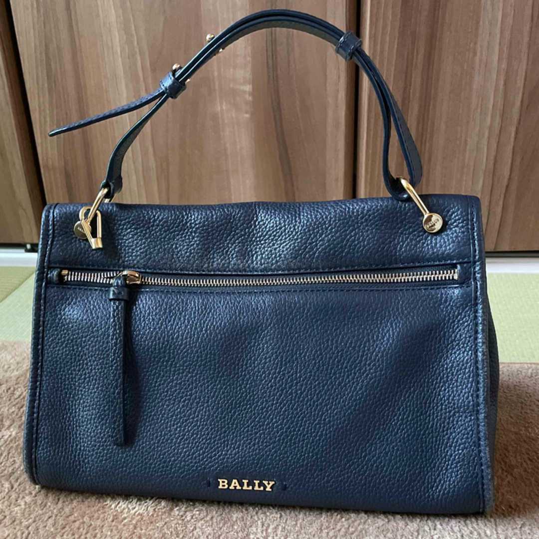 【新品】Bally 2way 巾着 レザー シボ革 ショルダーバッグ ブルー 青