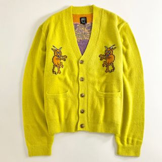 24M5 《美品》 BRAIN DEAD ブレインデッド DEVIL'S CARDIGAN デビルズカーディガン L イエロー 羽織 上着 ニット(カーディガン)