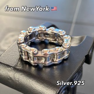 24号 指輪 NY シルバーリング メンズリング SILVER925 キャタピラ(リング(指輪))