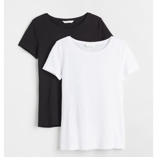 エイチアンドエム(H&M)の半袖 Tシャツ 2枚セット ブラック ホワイト カットソー(Tシャツ(半袖/袖なし))