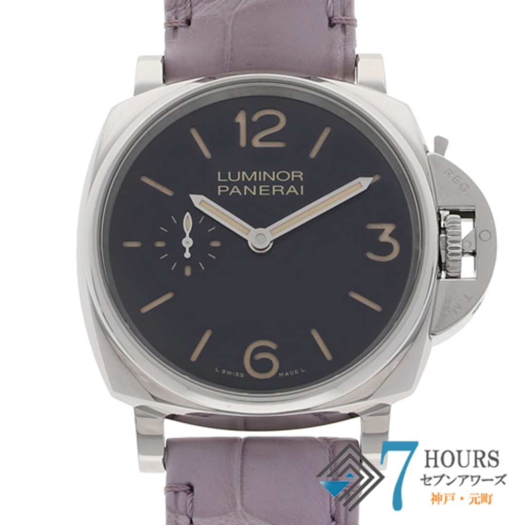 【118071】PANERAI パネライ  PAM00676 ルミノール ドゥエ 3デイズ アッチャイオ ブラックダイヤル SS/レザー（クロコ） 手巻き 保証書 純正ボックス 腕時計 時計 WATCH メンズ 男性 男 紳士W42mm腕周り