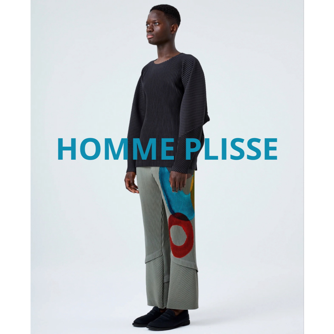 ゴムドローコード前開き仕様新品 24ss homme plisse アートペイント柄 プリーツパンツ