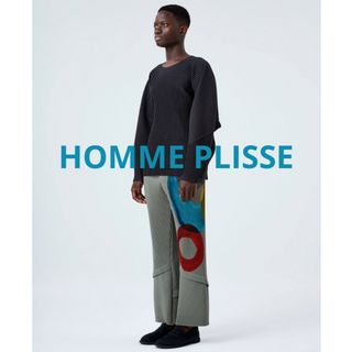 イッセイミヤケ(ISSEY MIYAKE)の新品 24ss homme plisse アートペイント柄 プリーツパンツ(スラックス)