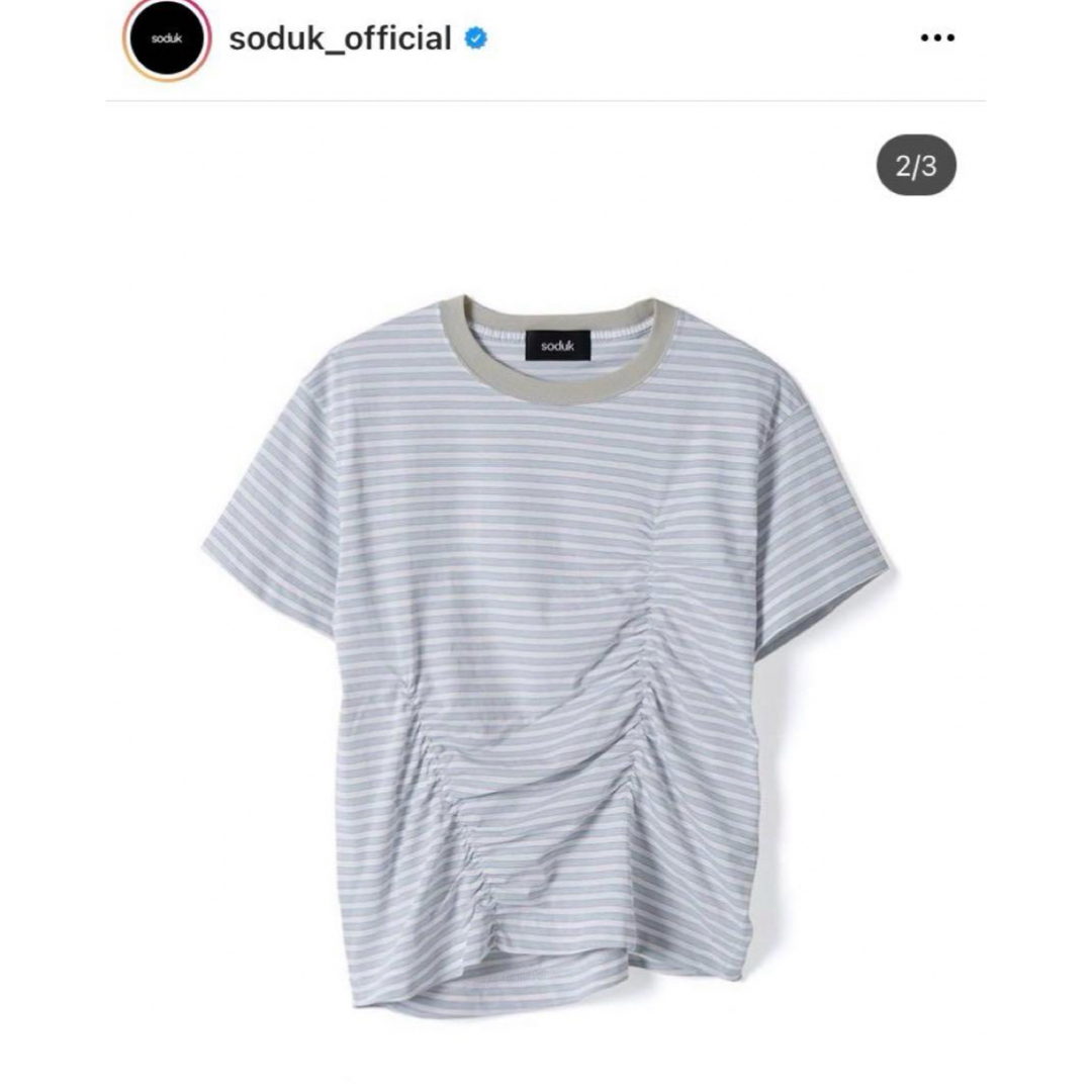 6 (ROKU)(ロク)のsoduk 美品ボーダーシャーリングT レディースのトップス(Tシャツ(半袖/袖なし))の商品写真