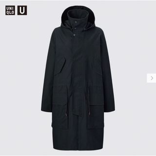 ユニクロ(UNIQLO)のユニクロU　フーデッドコート　Lサイズ　2022　AW　秋冬　ブラック(モッズコート)