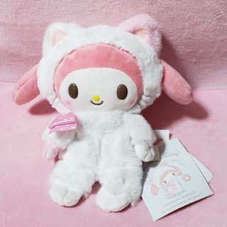 サンリオ(サンリオ)のマイメロディ　ネコシリーズ　ぬいぐるみ　タグ付き　美品　ピンクリボン(キャラクターグッズ)