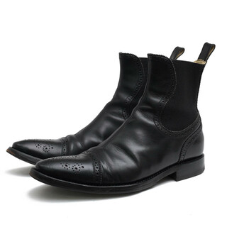 ドルチェアンドガッバーナ(DOLCE&GABBANA)のドルガバ／DOLCE＆GABBANA サイドゴアブーツ シューズ 靴 メンズ 男性 男性用レザー 革 本革 ブラック 黒  9728 メダリオン キャップトゥ(ブーツ)