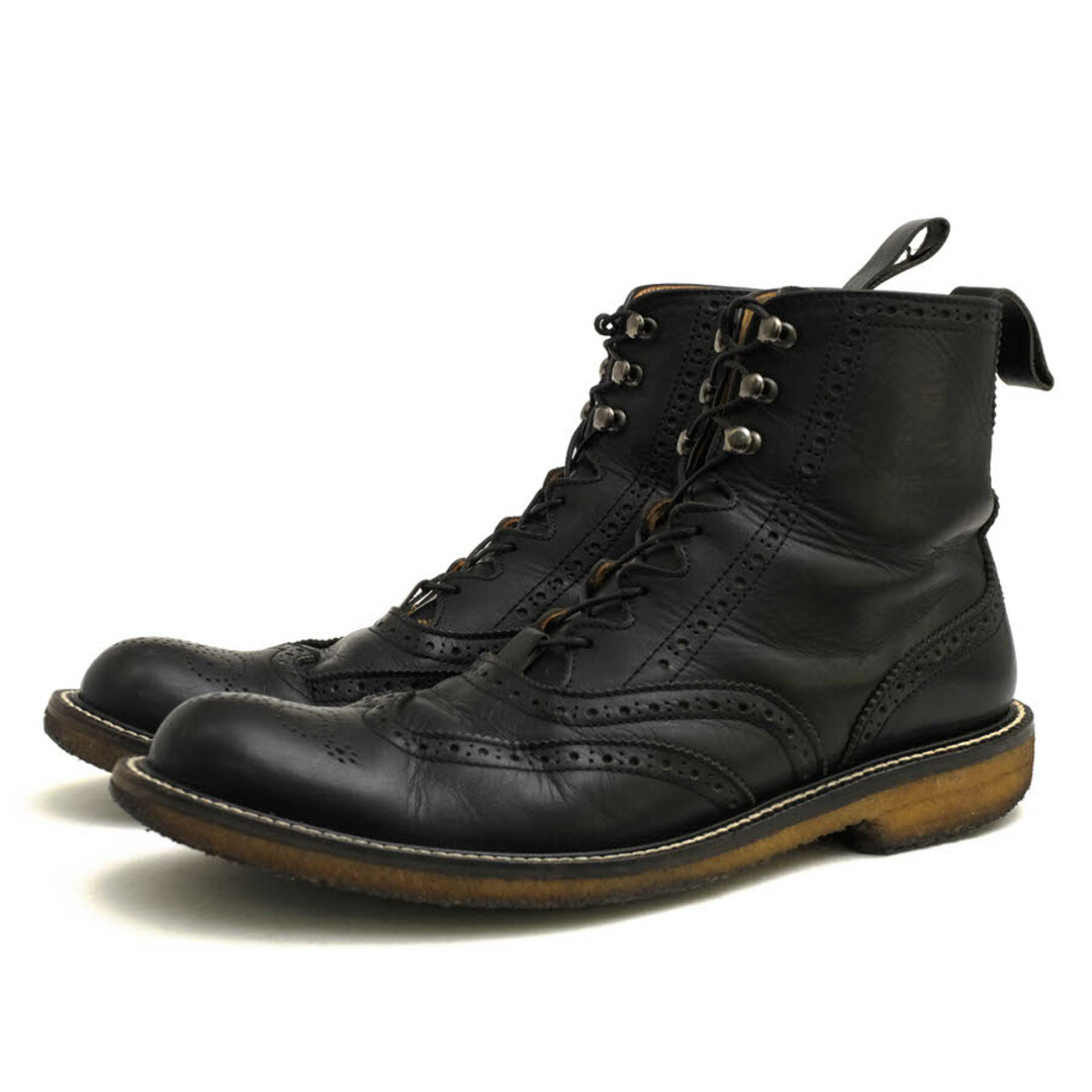 ドライボーンズ／Dry Bones レースアップブーツ シューズ 靴 メンズ 男性 男性用レザー 革 本革 ブラック 黒  DSHC-008 Gillie Half Boots ギリーブーツ ウイングチップ クレープソール靴/シューズ
