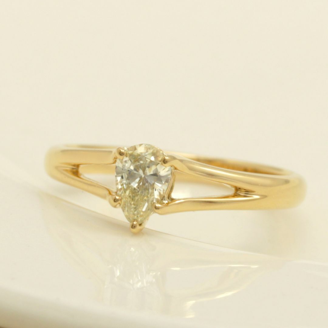 イエローダイヤモンド0.32ct　デザインリング サイズ11号サイズ直し可能