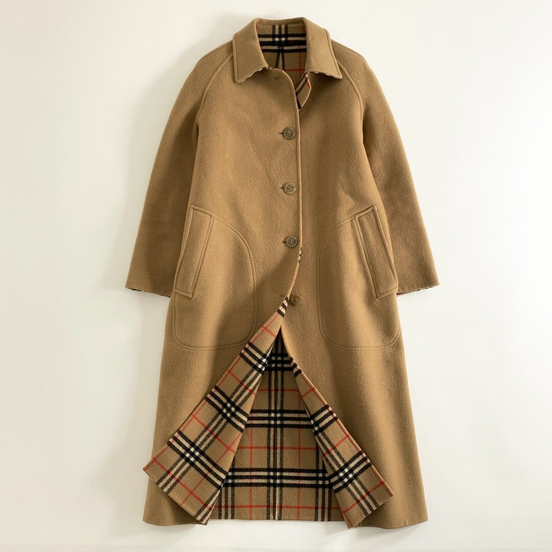 BURBERRY(バーバリー)の24M5 《美品》 BURBERRYS バーバリー ノバチェック リバーシブルウールコート ダブルフェイス ベージュ アウター 羽織 上着 レディースのジャケット/アウター(ロングコート)の商品写真