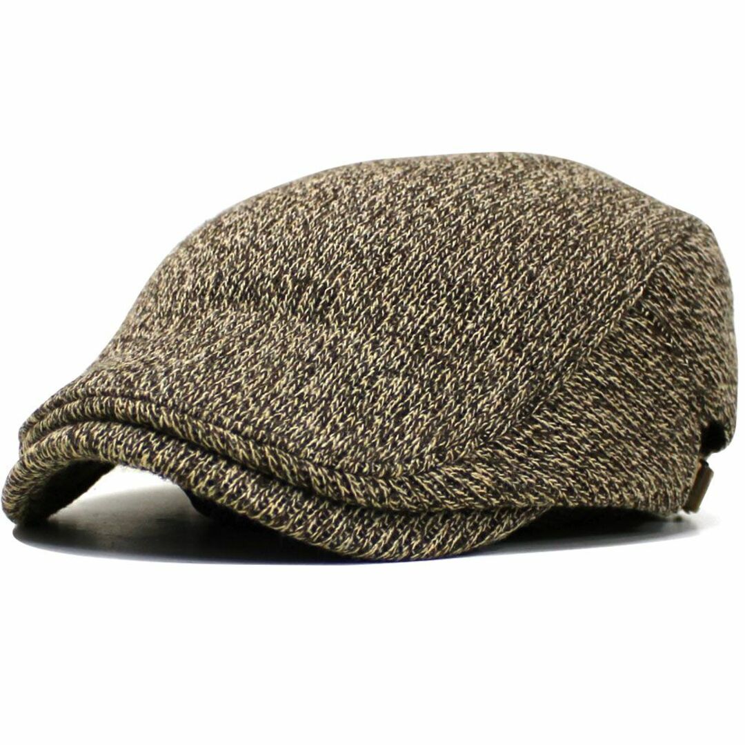 帽子 メンズ 秋冬 ニット ハンチング マーブリング ベージュ/ブラウン レディースの帽子(ハンチング/ベレー帽)の商品写真