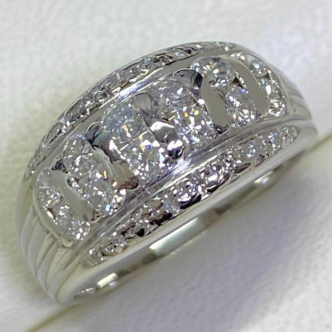 Pt900　天然ダイヤモンドリング　D1.01ct　サイズ16号　プラチナ　幅広 レディースのアクセサリー(リング(指輪))の商品写真