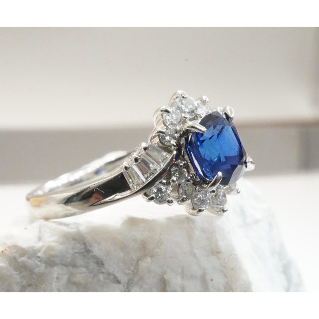 天然 サファイア 1.25ct ダイヤモンド リング プラチナ レディースのアクセサリー(リング(指輪))の商品写真