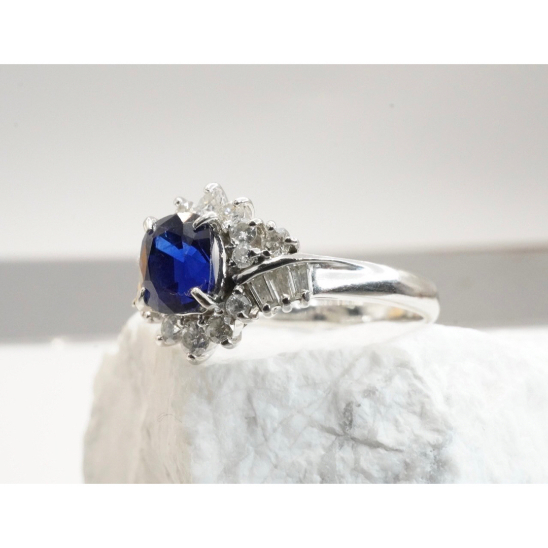 天然 サファイア 1.25ct ダイヤモンド リング プラチナ レディースのアクセサリー(リング(指輪))の商品写真
