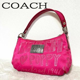 コーチ(COACH)の美品✨COACH コーチハンドバッグトートバッグピンクロゴ(トートバッグ)