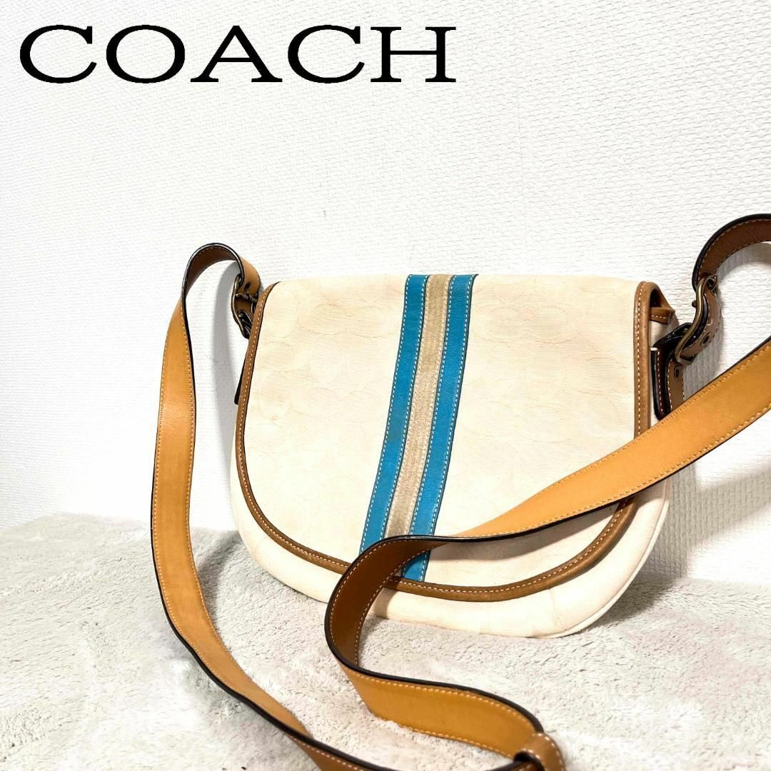 早い者勝ち‼️極美品✨COACH★シグネチャー柄★ショルダーバッグ★斜め掛けCOACHロゴ