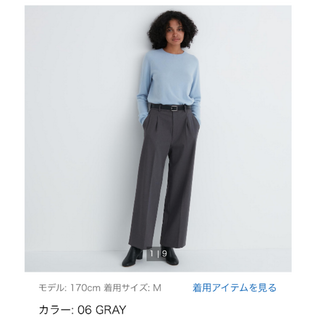 ユニクロ(UNIQLO)のUNIQLO タックワイドパンツ　06 グレー　L  人気　完売カラー(その他)