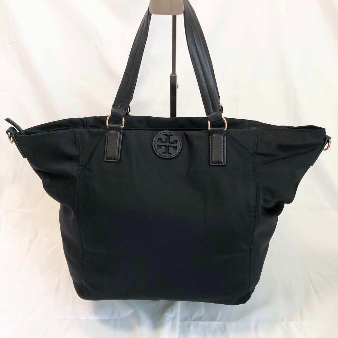 Tory Burch(トリーバーチ)の【美品】トリーバーチ 2way ハンドバッグ 黒 レザー×ナイロン 大容量 レディースのバッグ(ショルダーバッグ)の商品写真