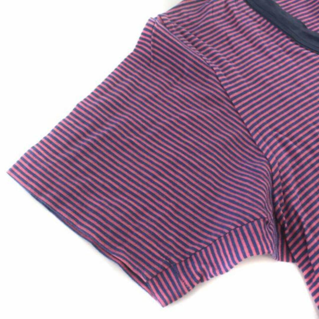 sacai(サカイ)のサカイ Tシャツ カットソー 半袖 ラウンドネック ボーダー柄 M ピンク 紺 レディースのトップス(Tシャツ(半袖/袖なし))の商品写真