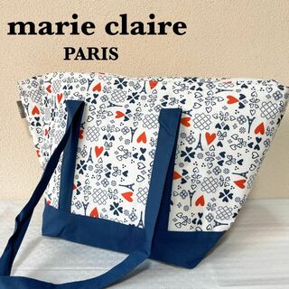 マリクレール(Marie Claire)の美品✨marie claireマリクレールセミショルダーバッグトートバッグ白青赤(ショルダーバッグ)