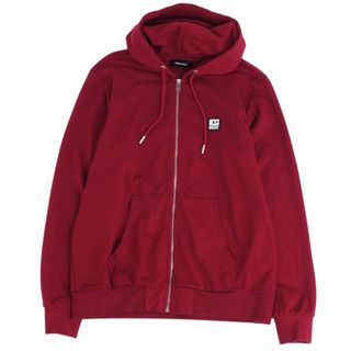 美品 ディーゼル DIESEL スウェット パーカー ジップアップ ロゴ コットン トップス メンズ XL レッド(パーカー)