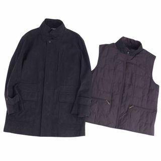 アクアスキュータム(AQUA SCUTUM)のアクアスキュータム Aquascutum LONDON コート 3way ダウンベストライナー 裏チェック フェイクレザー アウター メンズ M ブラック(その他)