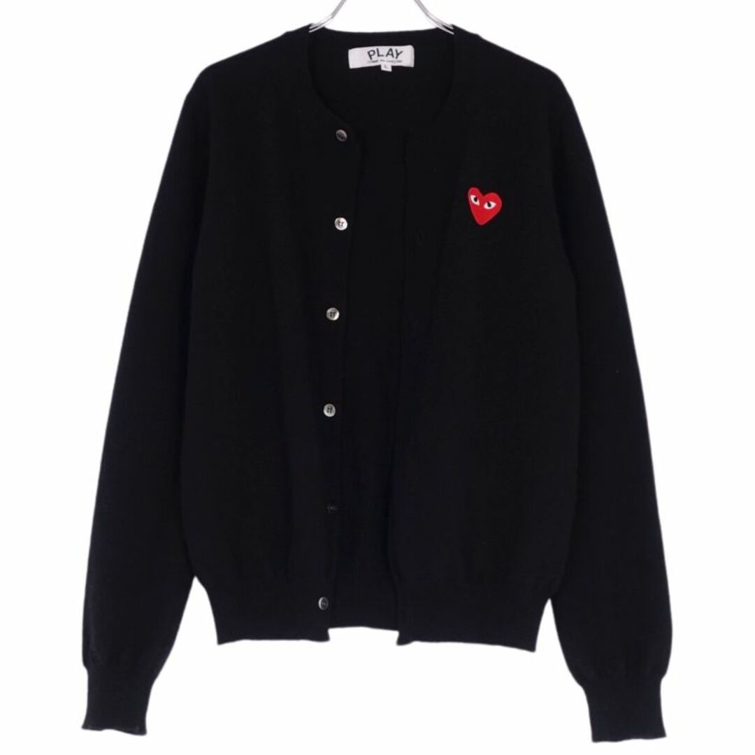 PLAY comme des garcons  ブラックウールニットカーディガンプレイコムデギャルソン