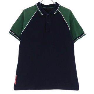 プラダ(PRADA)のプラダ PRADA シャツ ポロシャツ ショートスリーブ 半袖 鹿の子 トップス メンズ S ネイビー/グリーン(ポロシャツ)