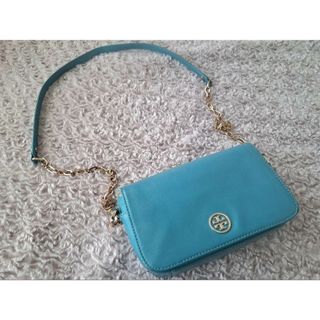 TORY BURCH トリーバーチ ロゴ金具 ショルダーバッグ レザー ブルー(ショルダーバッグ)