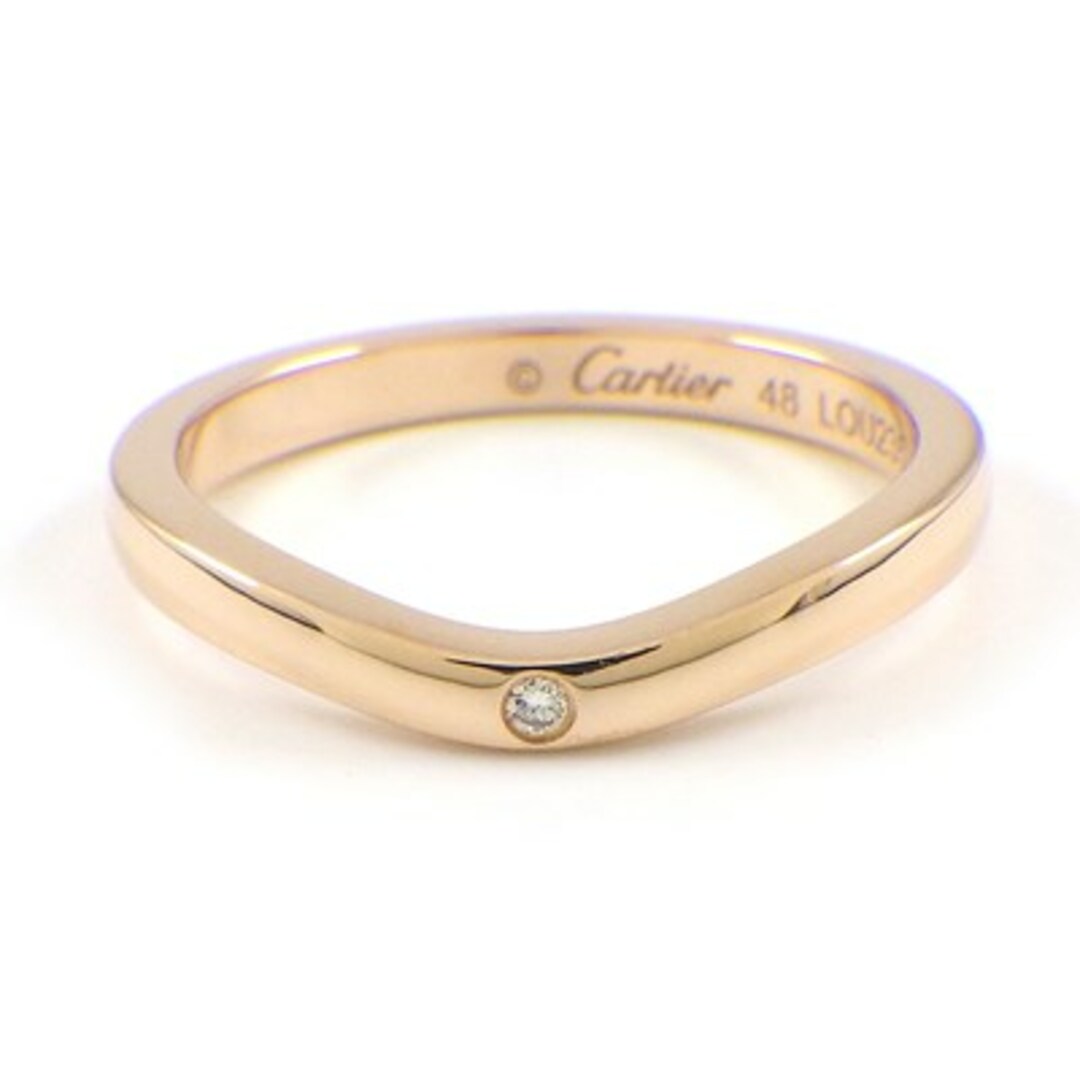 Cartier(カルティエ)のカルティエ Cartier リング バレリーナ ウェディング バンド B4098648 ロゴ 3ポイント ダイヤモンド 計0.01ct K18PG 8号 / #48 【中古】 レディースのアクセサリー(リング(指輪))の商品写真