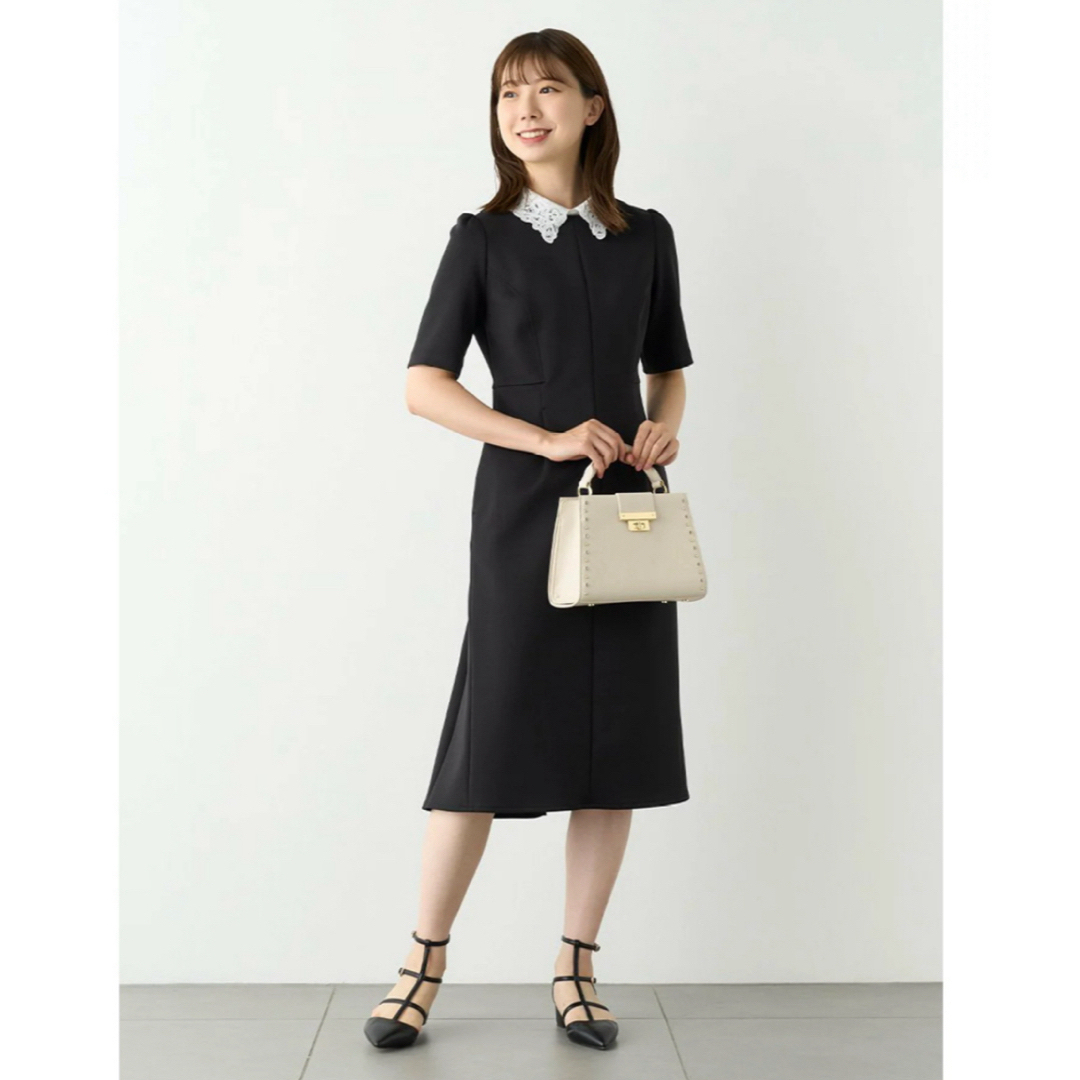 CELFORD レースカラー付きポンチワンピース 【ネイビー38】 CELFORD レースカラー付きポンチワンピース 【ネイビー38】