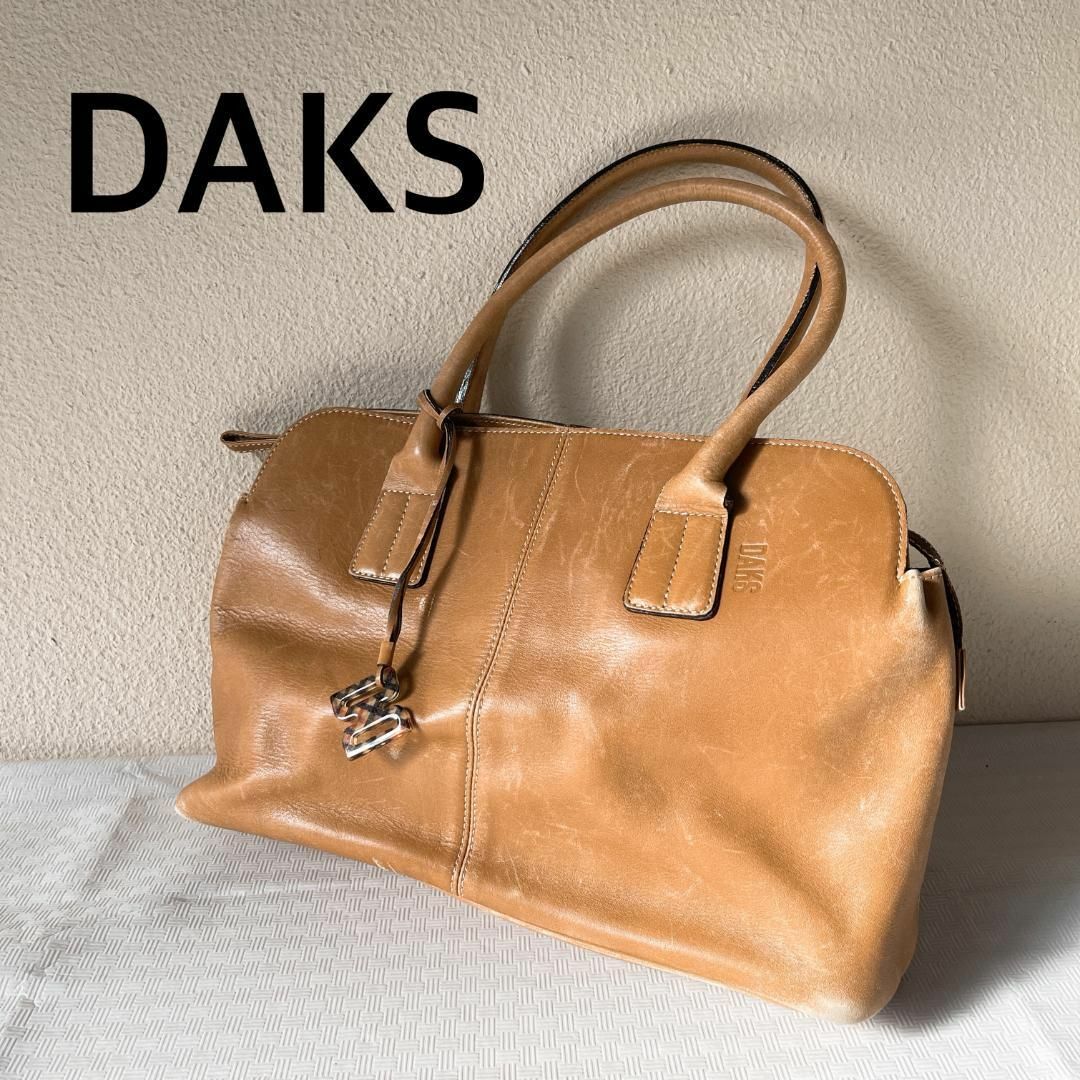 DAKS(ダックス)のレア✨DAKS ダックスセミショルダーバッグトートバッグキャメルブラウン茶 レディースのバッグ(トートバッグ)の商品写真