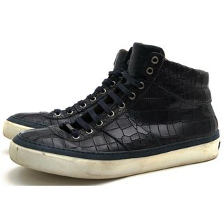 ジミーチュウ(JIMMY CHOO)のジミーチュウ／Jimmy Choo シューズ スニーカー 靴 ハイカット メンズ 男性 男性用レザー 革 本革 ネイビー 紺  BELGRAVIA クロコ型押し 定番(スニーカー)